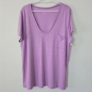 Caslon Scoop Neck Cotton Blend Tee with Chest Pocket